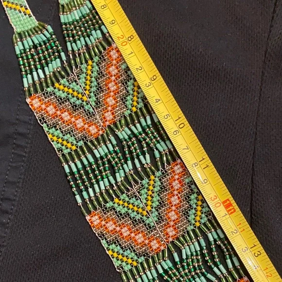 Handcrafted Beaded Ukrainian Necklace - Green and Orange - Picture 4 of 5